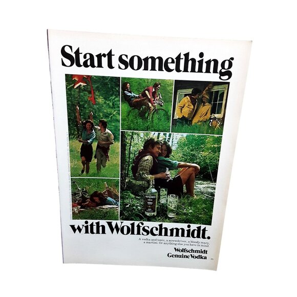 Wolfschmidt Other - 1975 Wolfschmidt Vodka Print Ad Start Something Vintage Liquor Ad